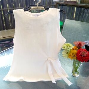 NWOT Nine West Side Knot Knit Tank, Ivory, L